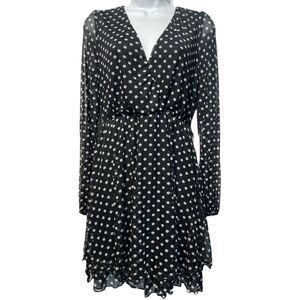 ke•ned•ik sheer polka dot long sleeve V-neck dress Size S